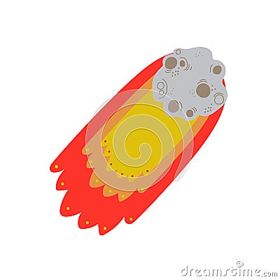 Flaming Comet Falling Down, Asteroid, Space, Cosmos Theme Design Element Cartoon Vector Illustration Vector Illustration