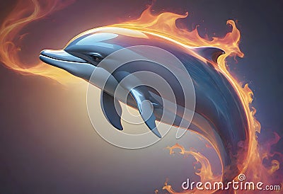 Flaming Dolphin Illustration Cartoon Illustration