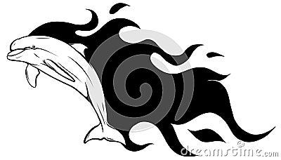 Flaming dolphin vector illustration design art graphic Vector Illustration