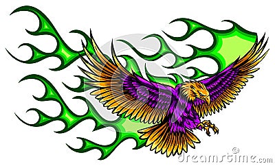 Flaming Eagle - vehicle graphic. Ready for vinyl cutting. . Vector Illustration