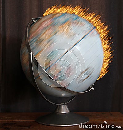 Flaming Globe Stock Photo