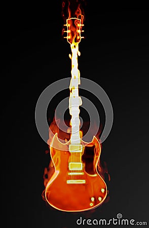 Flaming Guitar Stock Photo