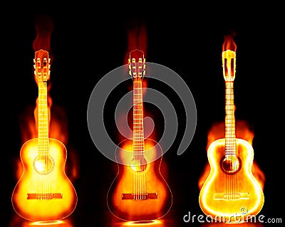 Flaming guitar on fire Stock Photo
