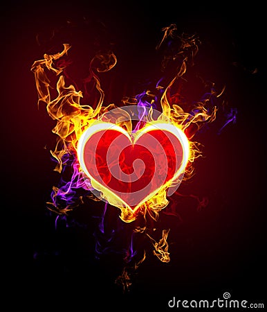 Flaming heart Stock Photo