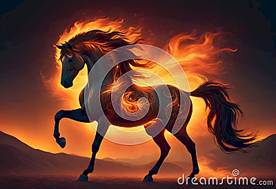 Flaming Horse Illustration Stock Photo