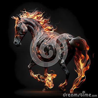 Flaming Horse Running. Generative AI Stock Photo