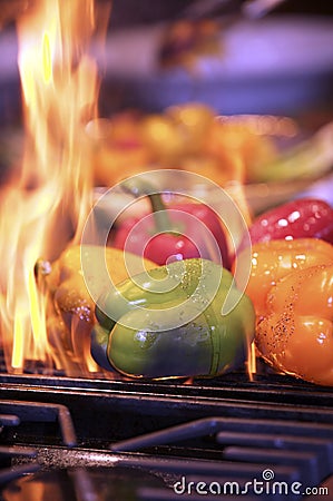 Flaming Peppers Stock Photo