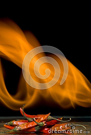 Flaming Red Hot Peppers Stock Photo