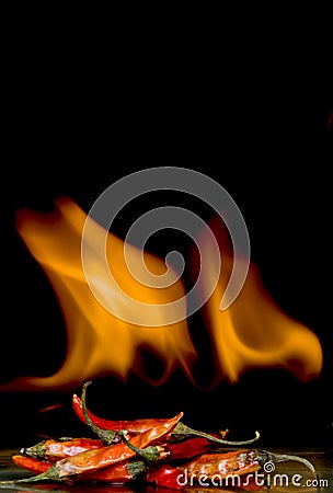 Flaming Red Hot Peppers Stock Photo