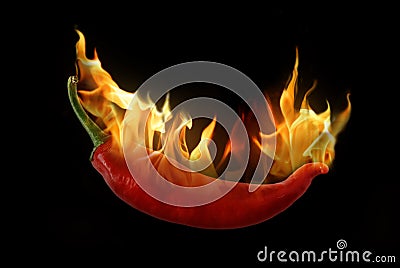 Flaming red pepper Stock Photo