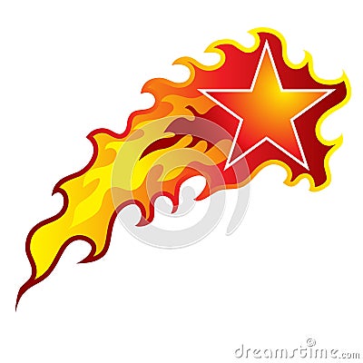 Flaming Shooting Star Vector Illustration