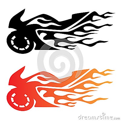 Flaming Sport Bike Motorcycle Logo Vector Illustration