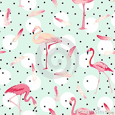 Flamingo Bird Background. Flamingo Feather Background Vector Illustration