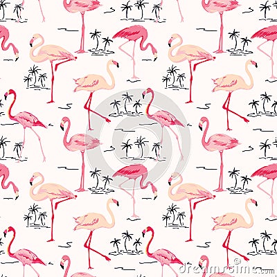 Flamingo Bird Background Vector Illustration