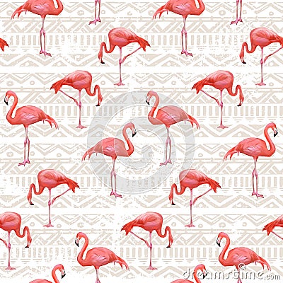 Flamingo Bird Background . Seamless vector pattern Vector Illustration