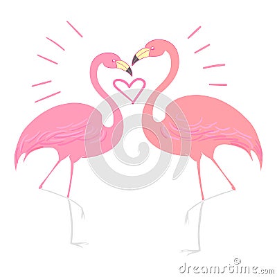 Flamingo bird with heart vector illustration Vector Illustration