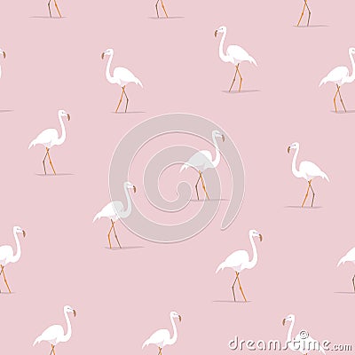 Flamingo birds on a pink background. Vector cartoon illustration. Seamless pattern for childish design Vector Illustration