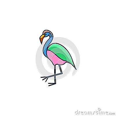 Flamingo Colorful line art Concept Designs Illustration Vector Template Vector Illustration