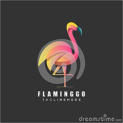 flamingo colorful logo design Stock Photo