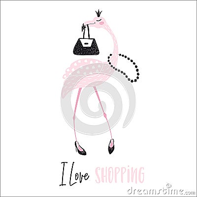 Flamingo cute print Vector Illustration