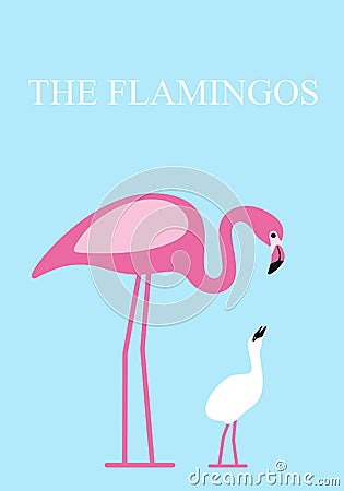 Flamingo feed baby Vector Illustration