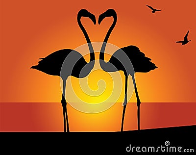 Flamingo. Kiss Vector Illustration