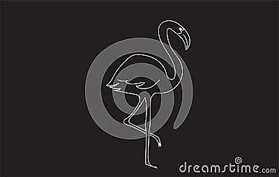 Flamingo Line Art Drawing Vector Illustration