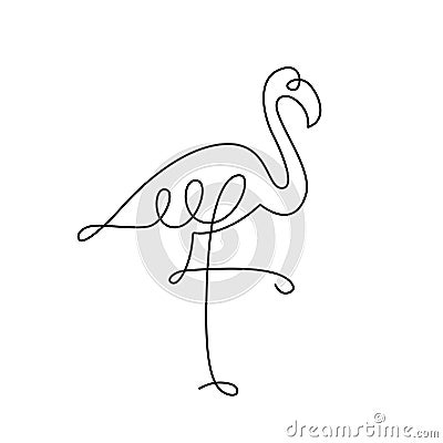 FLAMINGO LINE ART. Vector bird. Continuous Line Drawing Vector for print Vector Illustration