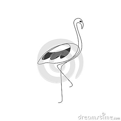 Flamingo line drawing logo Vector Illustration