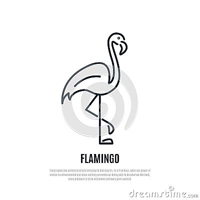 Flamingo line icon. Wild bird symbol. Vector Illustration