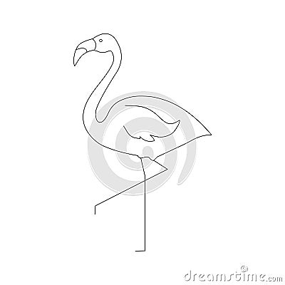 Flamingo line vector illustration isolated on white Vector Illustration