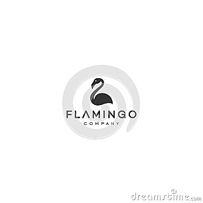 Flamingo logo icon in trendy minimal line linear style Vector Illustration