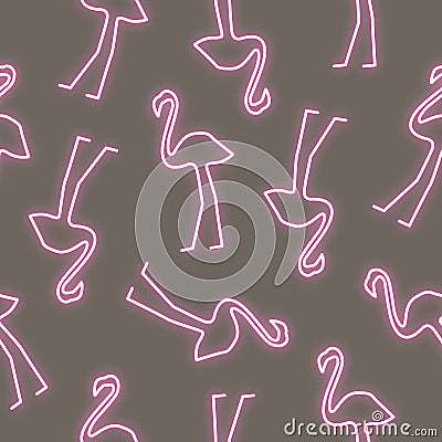 Flamingo neon effect shapes seamless pattern. Stock Photo