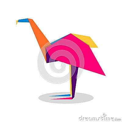 Flamingo origami. Abstract colorful vibrant Flamingo logo design. Animal origami. Vector illustration Vector Illustration