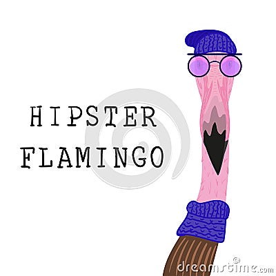 Hipster flamingo Vector Illustration