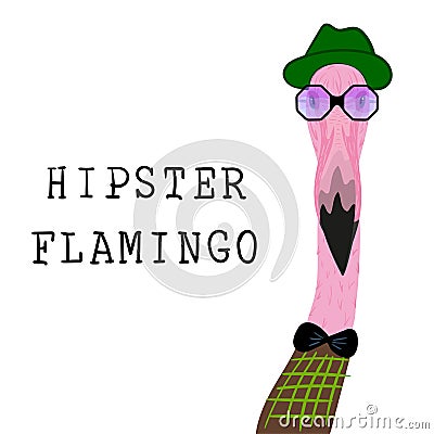 Hipster flamingo Vector Illustration