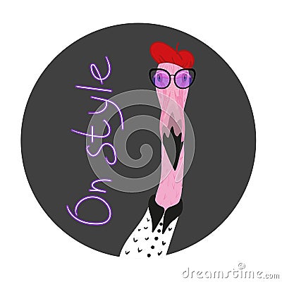 Hipster flamingo Vector Illustration