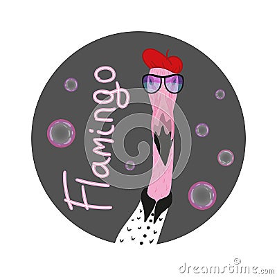 Hipster flamingo Vector Illustration