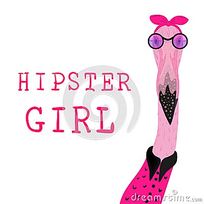 Hipster flamingo Vector Illustration