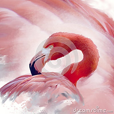 Flamingo watercolor painting Stock Photo