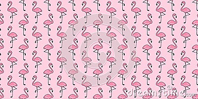 Flamingo seamless pattern vector pink Flamingos exotic bird summer tropical scarf isolated tile background repeat wallpaper cartoo Cartoon Illustration