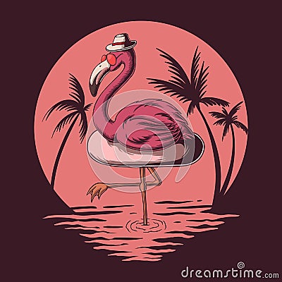 Flamingo summer vibes vector illustration Vector Illustration