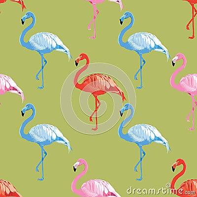 Flamingos bird wildlife vector seamless pattern. Vector Illustration