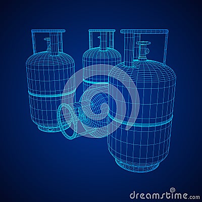 Flammable gas tank wireframe Vector Illustration