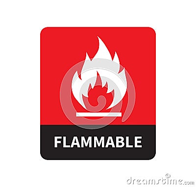 Flammable icon isolated on white background. Flammable warning sign. Vector illustration Vector Illustration