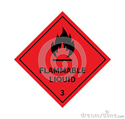 Flammable liquid sign on white background. Danger sign. Label, Sticker, Symbol. Vector illustration Vector Illustration