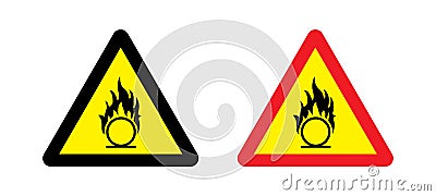 Flammable Oxidant Sign. Oxidizing Material Warning Label. Vector Illustration