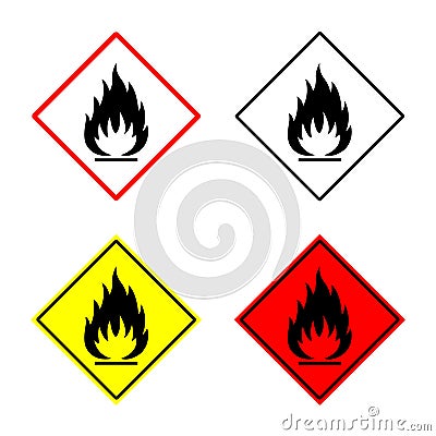 Flammable sign, fire icon, hazard symbol Vector Illustration
