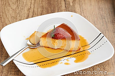 Flan de leche - Cream caramel Stock Photo