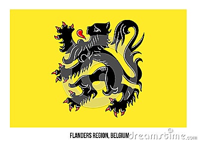 Flanders Region, Belgium Flag Vector Illustration on White Background. Region Flag of Belgium Vector Illustration